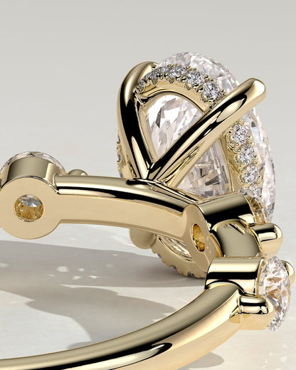 2 CT Oval Cut Pave Styled Dainty Lab Grown Diamond Engagement Ring