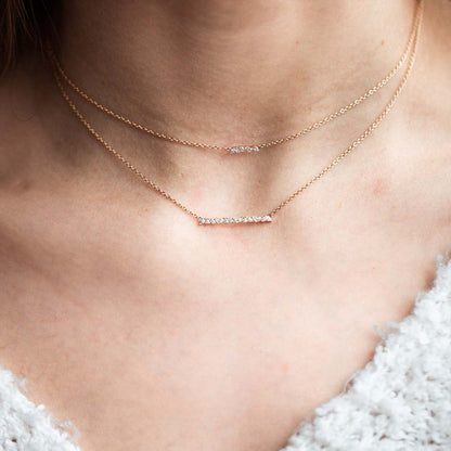 0.30 TCW Round & Marquise Moissanite Diamond Bar Pendant Necklace in Solid Gold 3