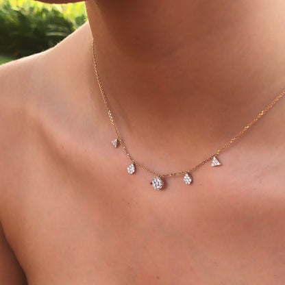 0.60 TCW Round Moissanite Diamond Necklace in Solid Gold 5