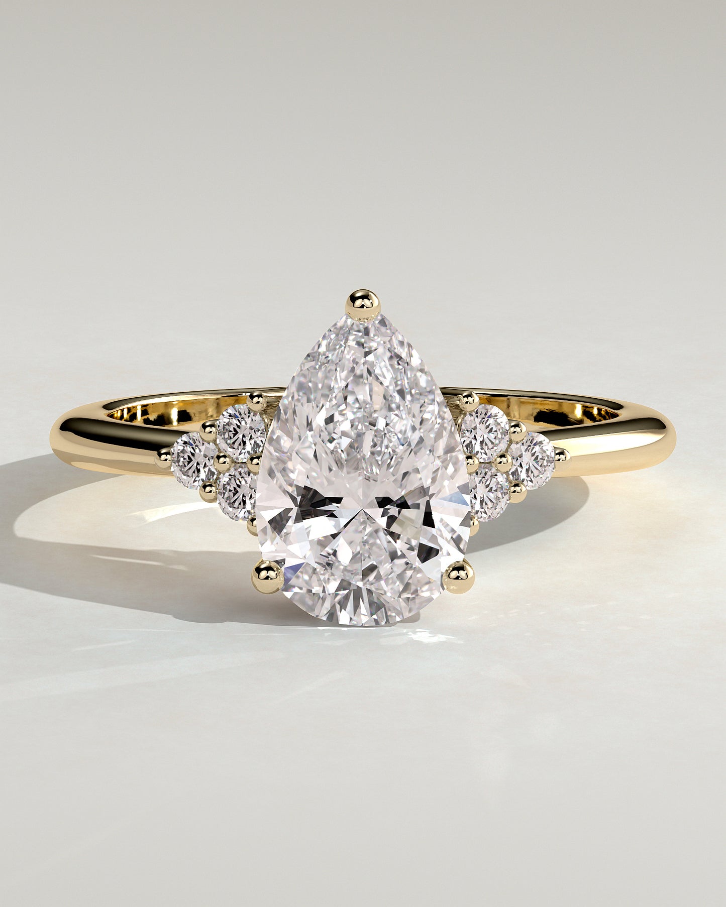 2 CT Pear Cut Cluster Styled Lab Grown Diamond Engagement Ring