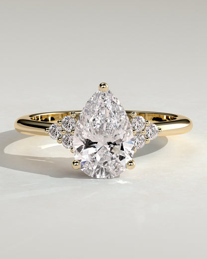 2 CT Pear Cut Cluster Styled Lab Grown Diamond Engagement Ring
