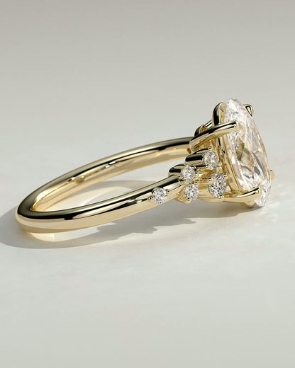 2.0 CT Oval Cut Cluster Styled Lab Grown Diamond Engagement Ring