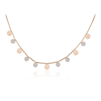 0.50 TCW Round Moissanite Diamond Gold Disc Dangler Necklace in Solid Gold 7