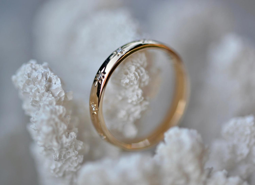 0.10 CT Round Flush Setting CVD Diamond Wedding Band (US Size 4.5 Ready To Ship)