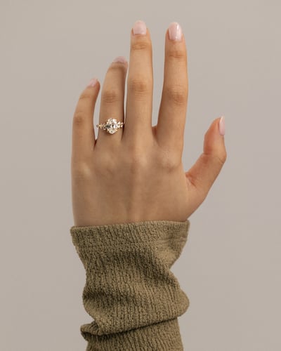 2.0 CT Oval Cut Cluster Styled Lab Grown Diamond Engagement Ring