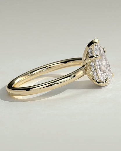 2 CT Pear Cut Hidden Halo Lab Grown Diamond Engagement Ring