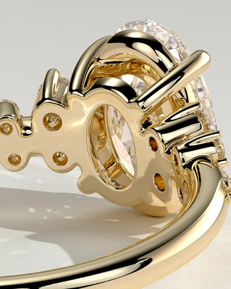 2.0 CT Oval Cut Cluster Styled Lab Grown Diamond Engagement Ring