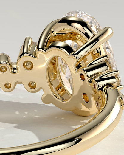 2.0 CT Oval Cut Cluster Styled Lab Grown Diamond Engagement Ring