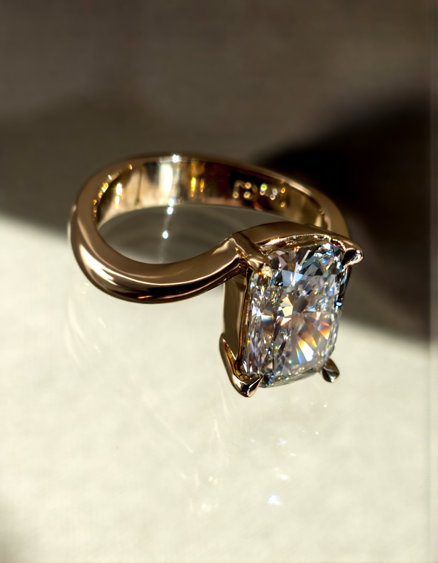 2.5 CT Elongated Cushion Cut Classic Plain Stacking Lab Grown Diamond Bridal Ring Set