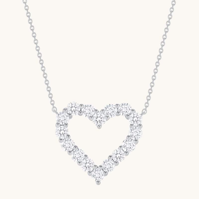 0.40 TCW Round Moissanite Diamond Heart Pendant Necklace in Solid Gold 3