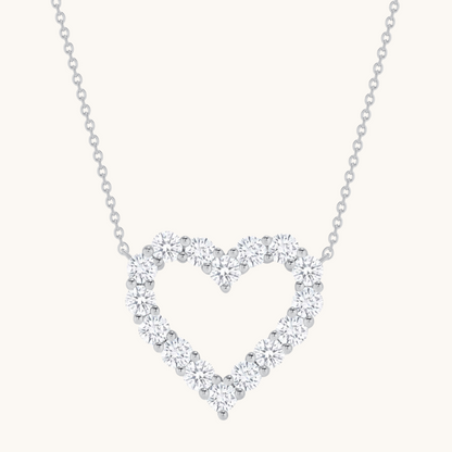 0.40 TCW Round Moissanite Diamond Heart Pendant Necklace in Solid Gold 3