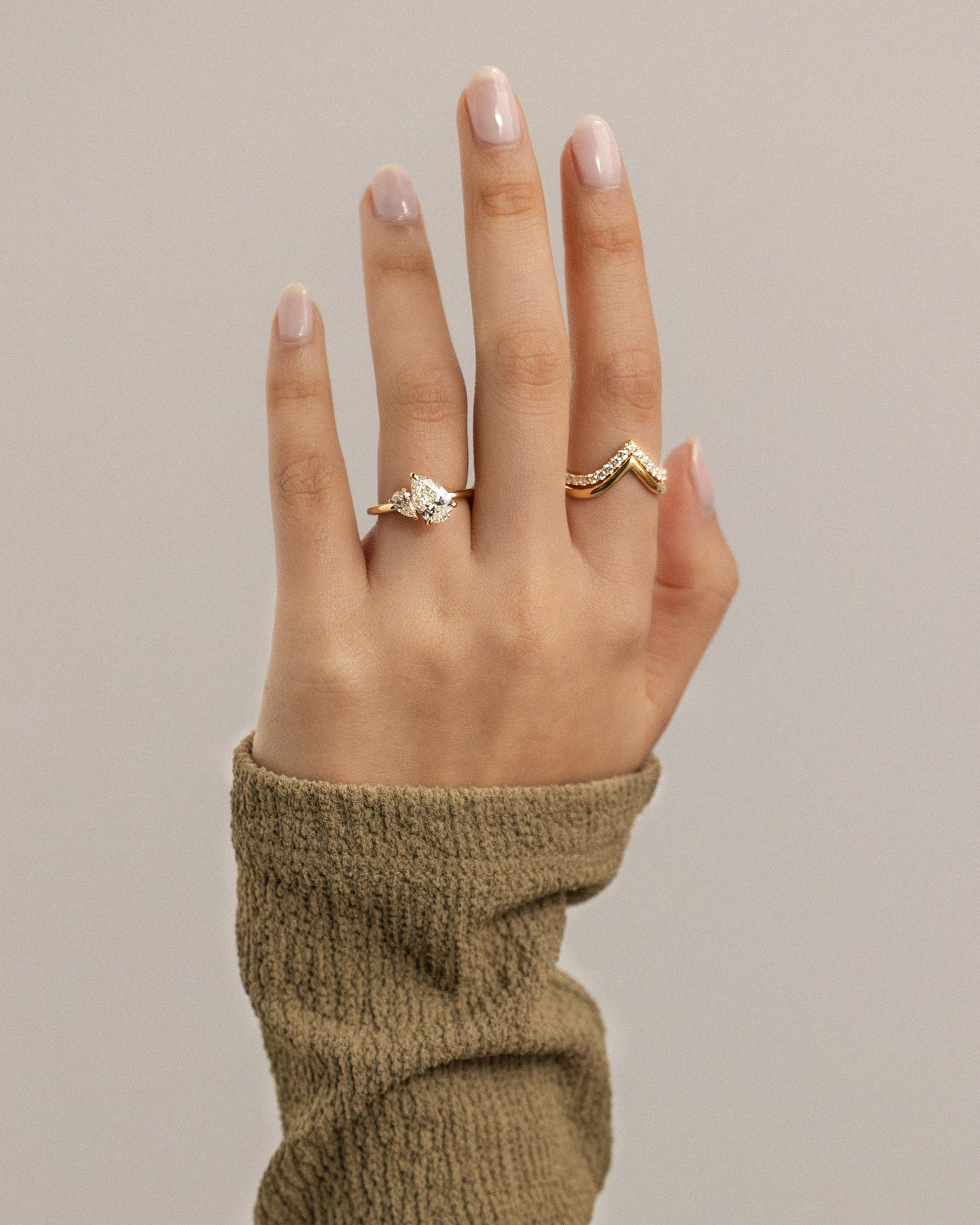 2.8 CT Pear Cut Toi Et Moi Lab Grown Diamond Engagement Ring