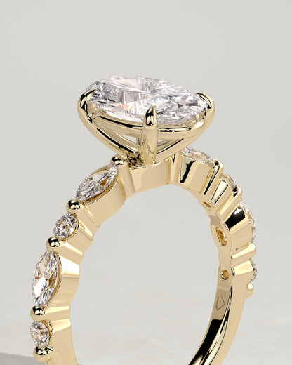 2 CT Oval Shaped Lab Grown Diamond Engagement Ring In Pave Style
