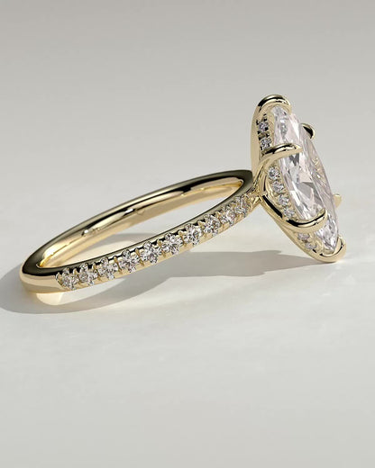 2.0 CT Marquise Cut Hidden Halo & Pave Lab Grown Diamond Engagement Ring