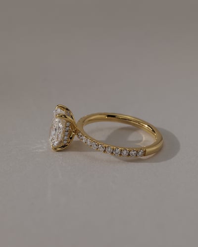 2 CT Elongated Cushion Cut Pave & Hidden Halo Lab Grown Diamond Engagement Ring