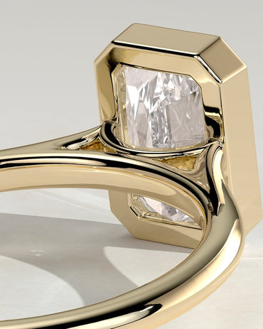 2 CT Radiant Cut Bezel & Solitaire Lab Grown Diamond Engagement Ring