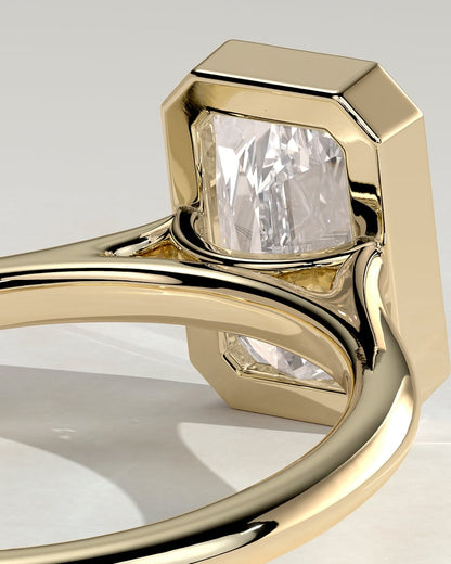 2 CT Radiant Cut Bezel & Solitaire Lab Grown Diamond Engagement Ring