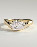 2.0 CT Pear Cut Curved Solitaire Lab Grown Diamond Engagement Ring