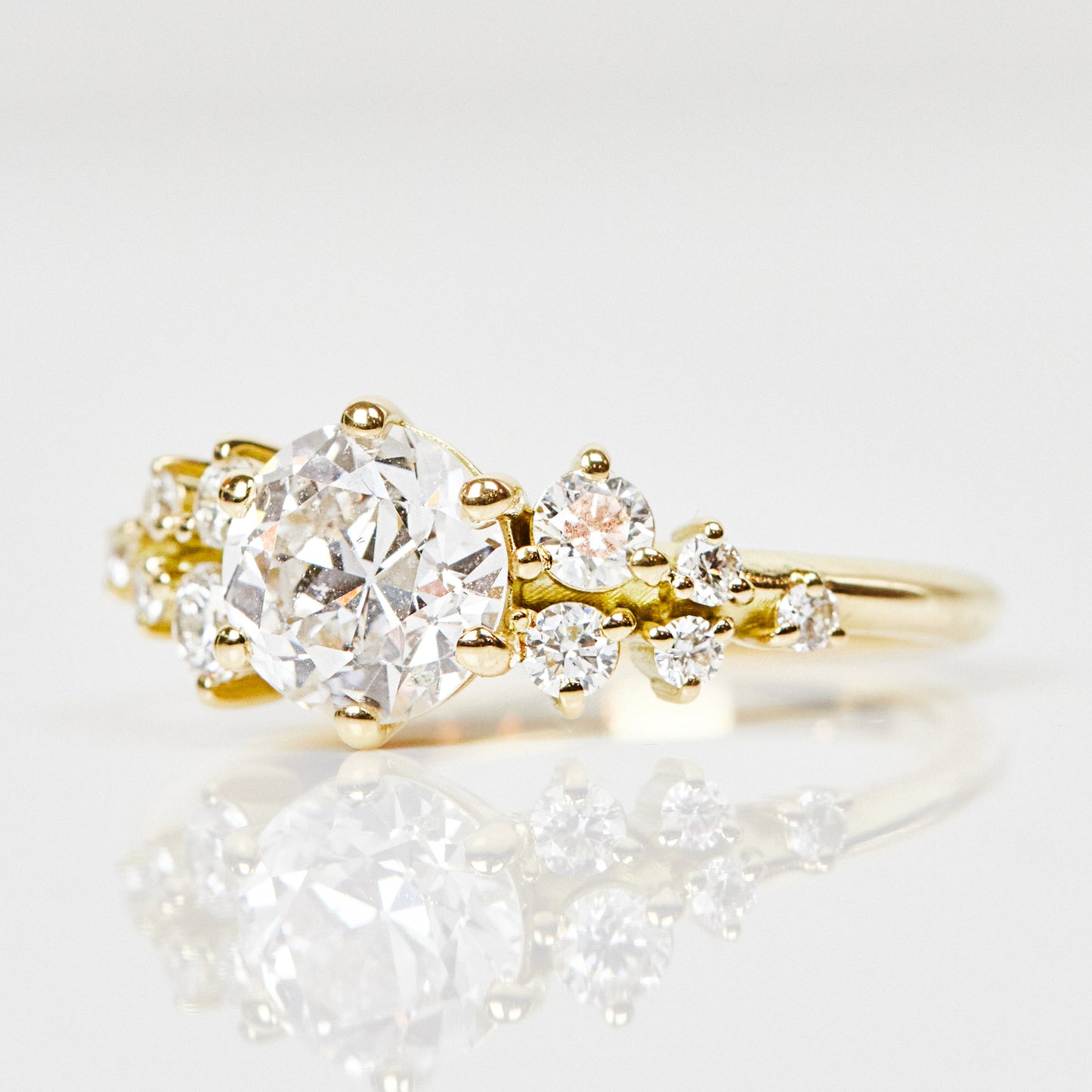 Marquise Shaped Three Stone Lab Grown Diamond Engagement Ring