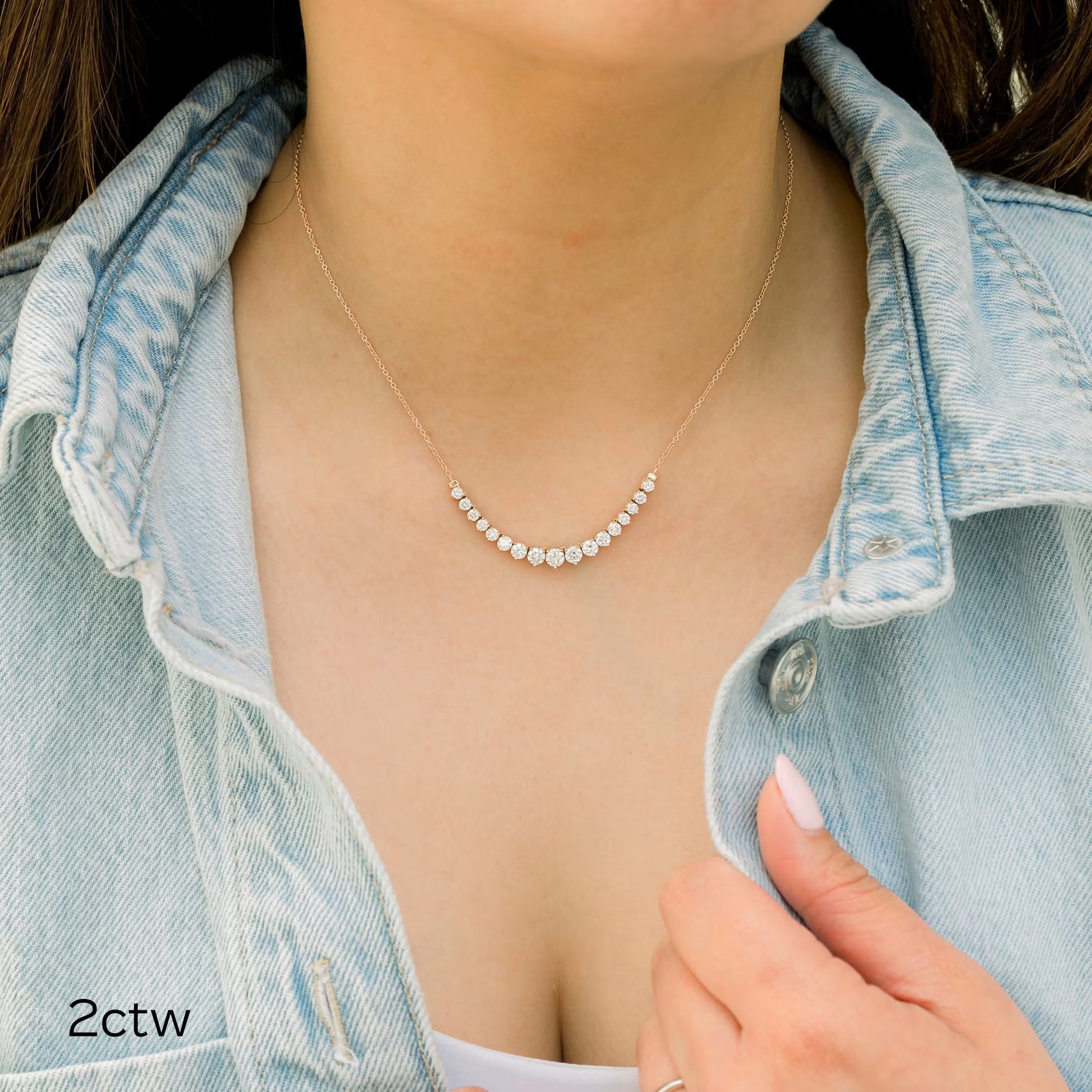 0.40 TCW Round Moissanite Diamond Mini Choker Necklace in Solid Gold 4