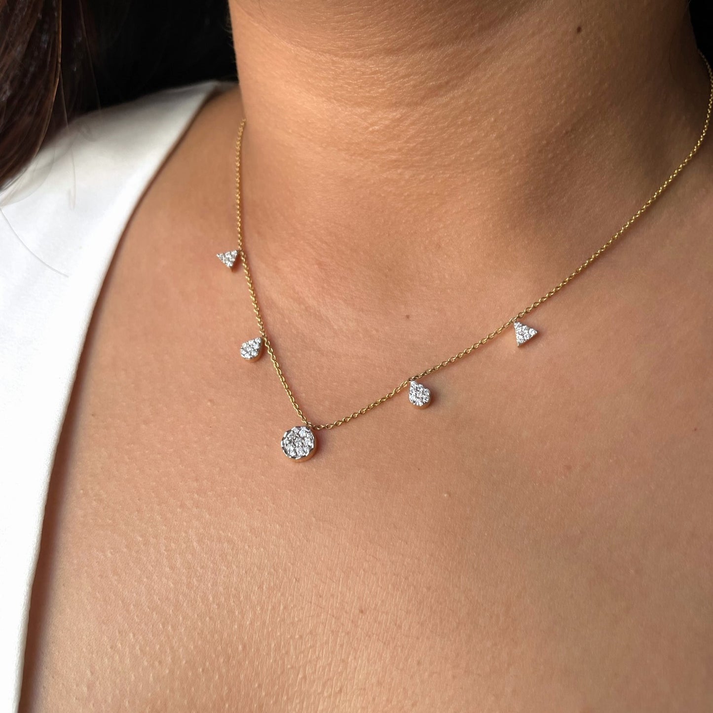 0.60 TCW Round Moissanite Diamond Necklace in Solid Gold 6