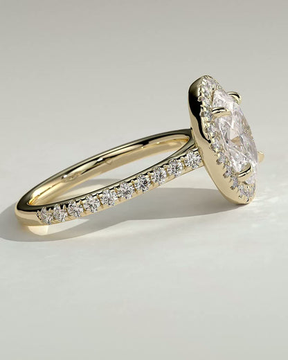 2 CT Oval Cut Halo and Pave Lab Grown Diamond Engagement Ring