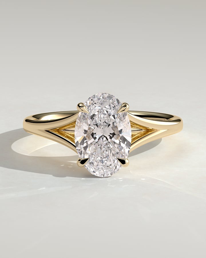 2 CT Oval Shaped Split Shank Lab Grown Diamond Engagement Ring