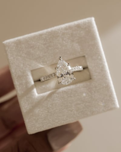 2 CT Pear Cut Pave Style Lab Grown Diamond Engagement Ring