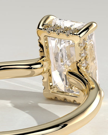 2 CT Radiant Cut Lab Grown Diamond Engagement Ring In Hidden Halo Style