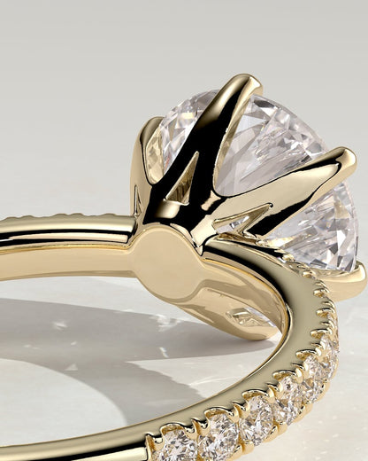 2 CT Round Cut  Pave Styled Lab Grown Diamond Engagement Ring