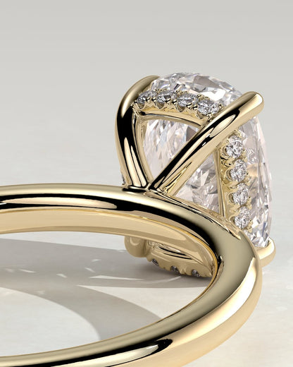 2.0 CT Elongated Cushion Cut Hidden Halo Styled Lab Grown Diamond Engagement Ring