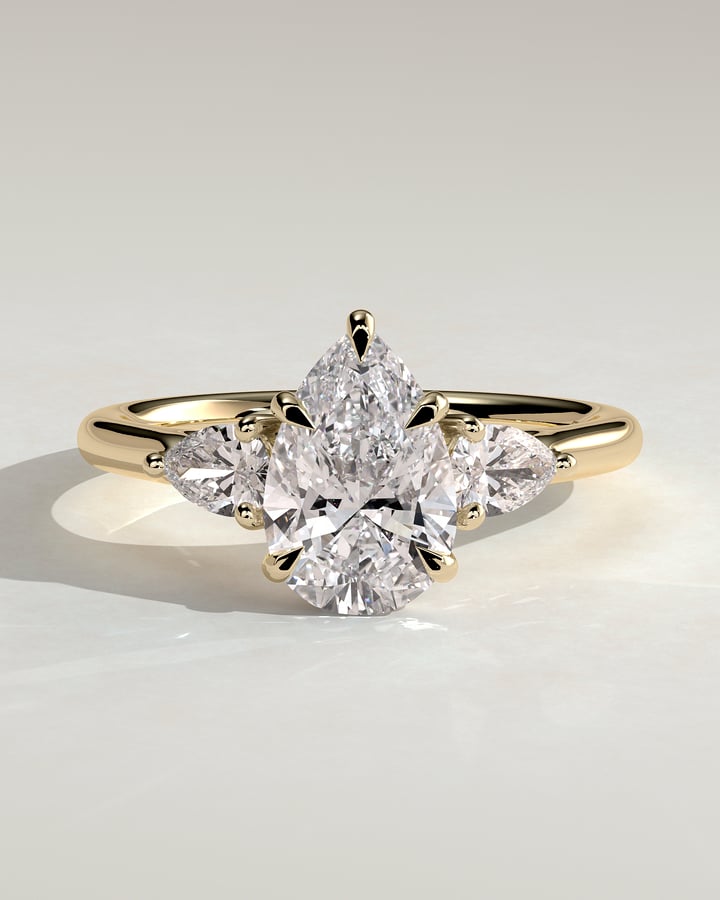 2.0 CT Pear Cut Three Stones Lab Grown Diamond Engagement Ring