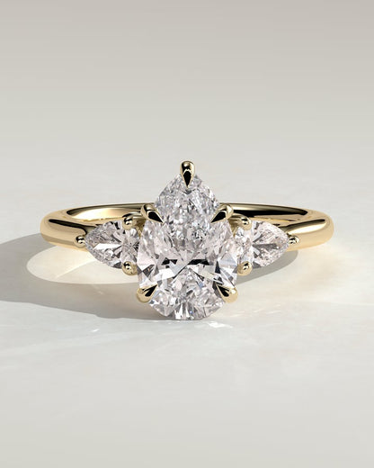 2.0 CT Pear Cut Three Stones Lab Grown Diamond Engagement Ring