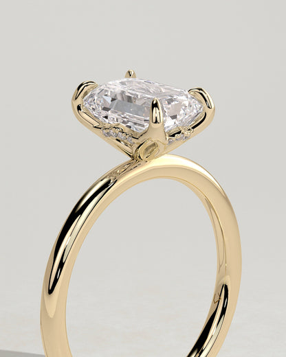 Emerald Hidden Halo Lab Grown Diamond Engagement Ring