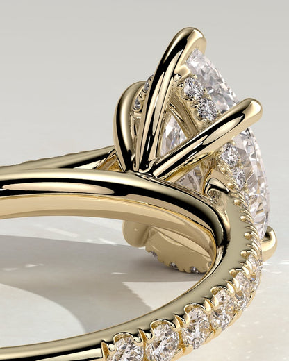 2 CT Pear Cut Pave Style Lab Grown Diamond Engagement Ring