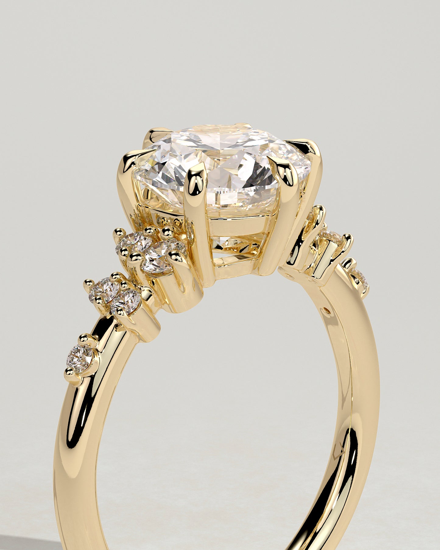 2 CT Round Cut Cluster Styled Lab Grown Diamond Engagement Ring