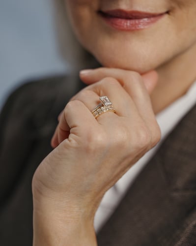 2.0 CT Emerald Cathedral & Bezel Styled Lab Grown Engagement Ring