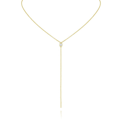 0.04 CT Round Moissanite Diamond Bezel Lariat Necklace in Solid Gold 3