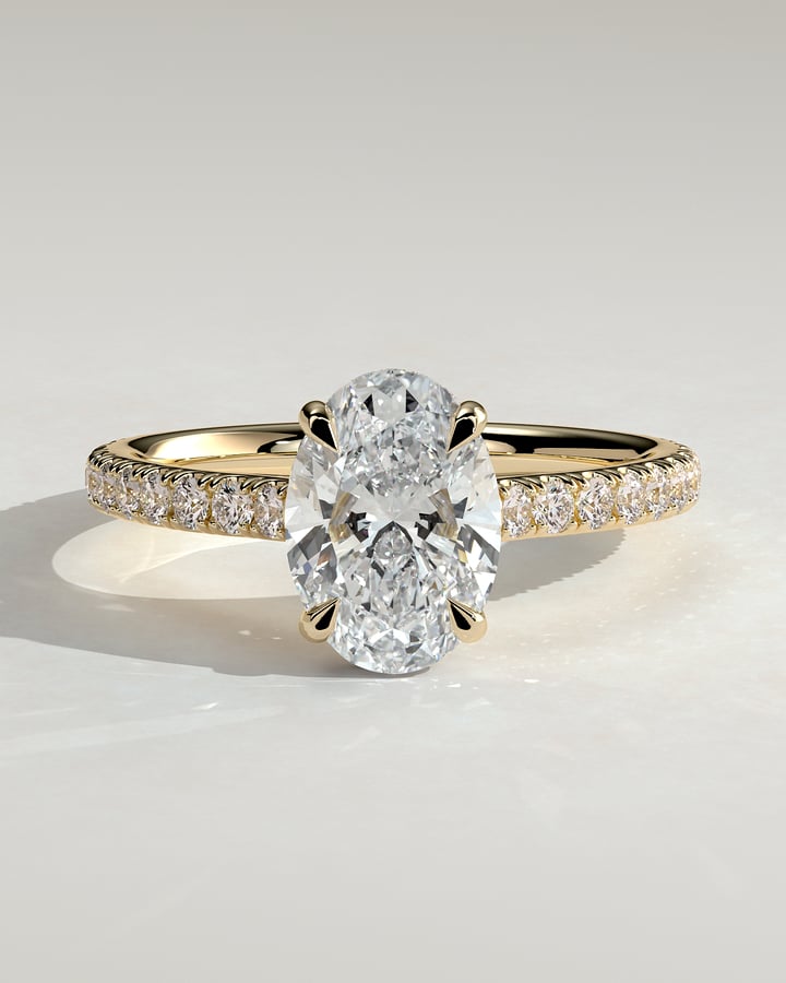 2.0 CT Oval Cut Pave & Cathedral Lab Grown Diamond Engagement Ring