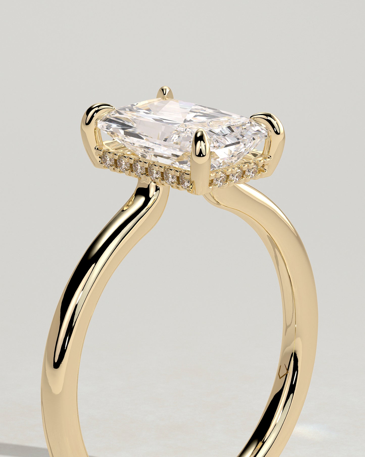 2 CT Radiant Cut Lab Grown Diamond Engagement Ring In Hidden Halo Style