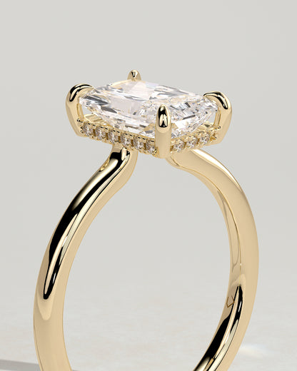 2 CT Radiant Cut Lab Grown Diamond Engagement Ring In Hidden Halo Style