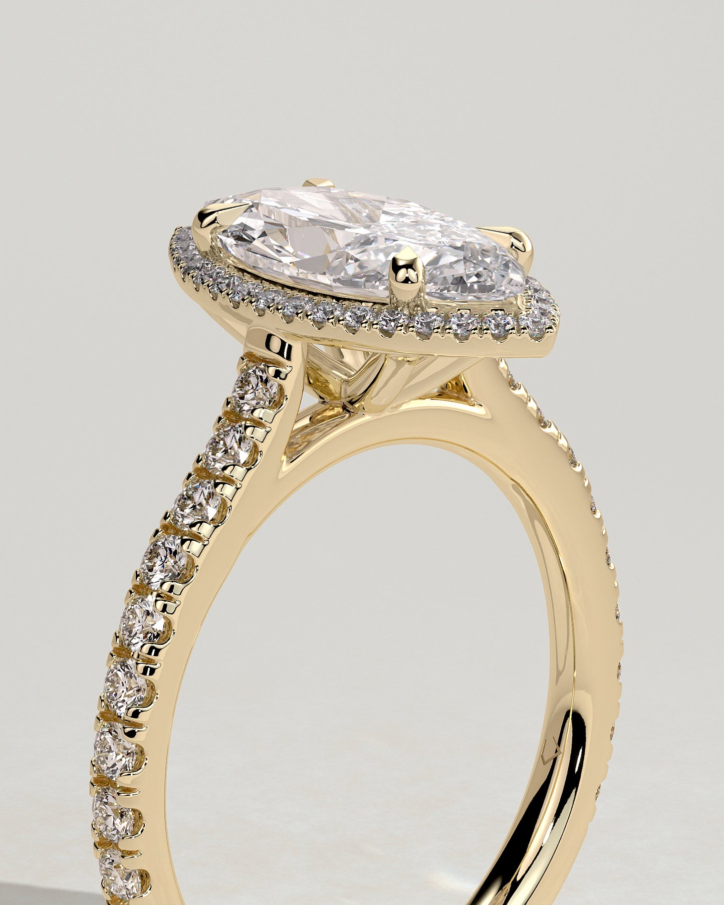 2 CT Marquise Cut Halo and Pave Lab Grown Diamond Engagement Ring