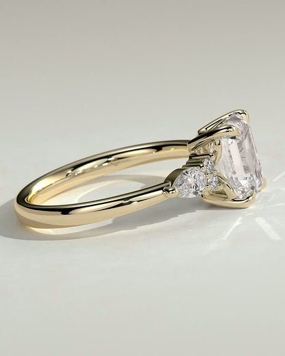 2 CT Emerald Cut Lab Grown Diamond Engagement Ring In Cluster Setting