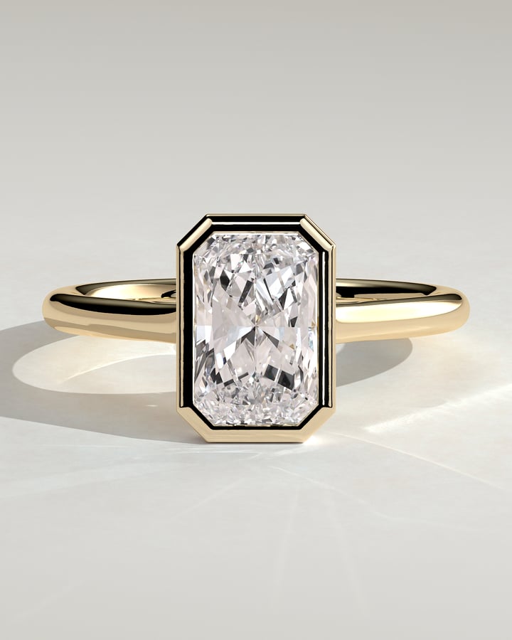 2.0 CT Radiant Cut Cathedral & Bezel Lab Grown Diamond Engagement Ring