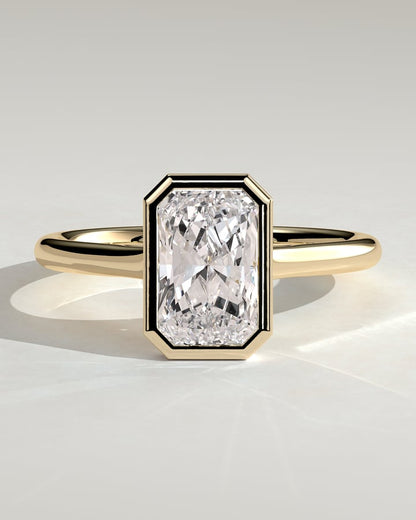 2.0 CT Radiant Cut Cathedral & Bezel Lab Grown Diamond Engagement Ring