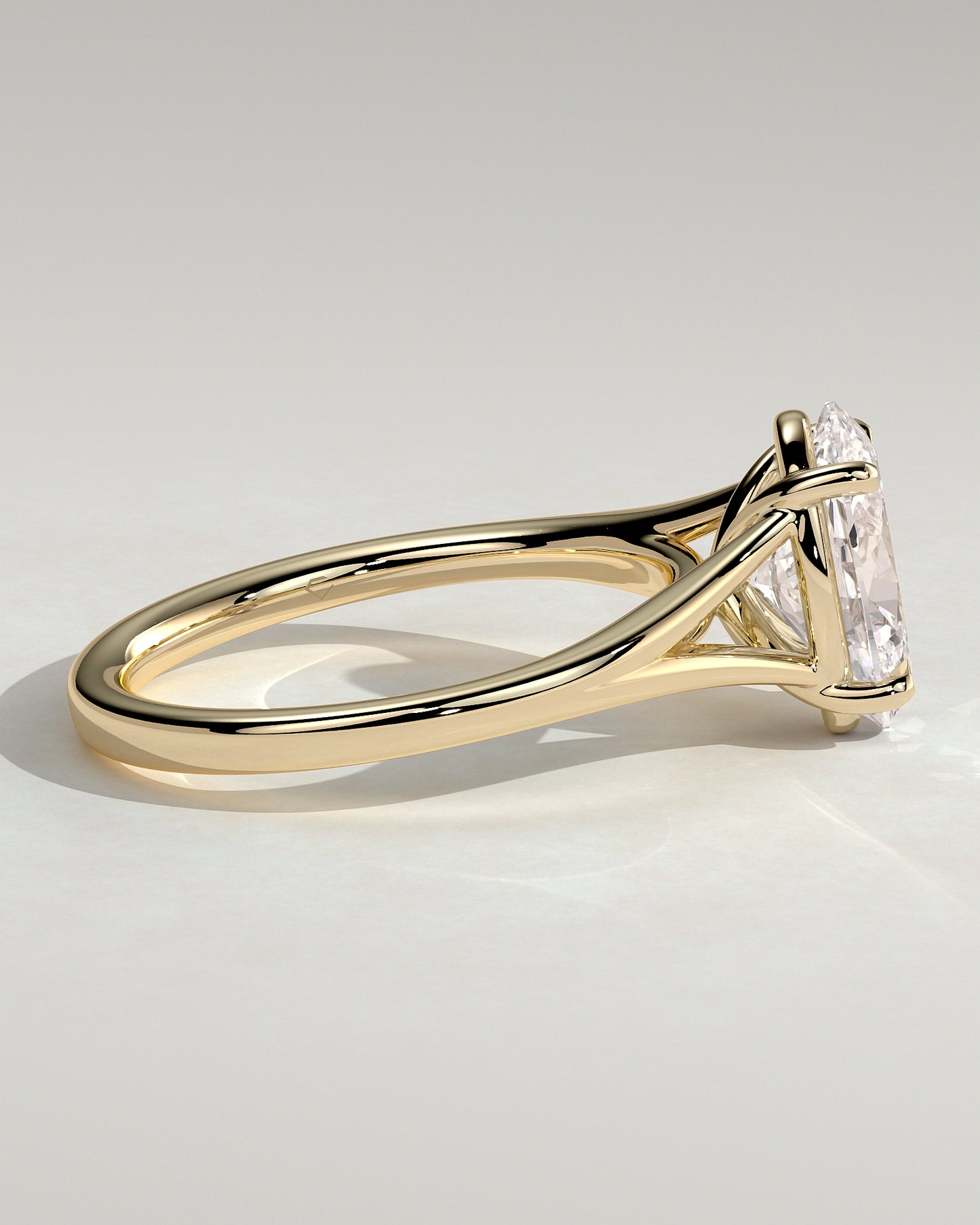 2 CT Oval Shaped Split Shank Lab Grown Diamond Engagement Ring