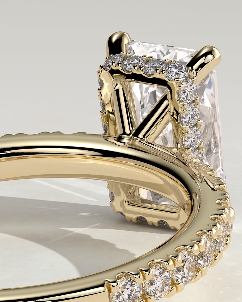 2 CT Radiant Cut Pave & Hidden Halo Styled Lab Grown Diamond Engagement Ring