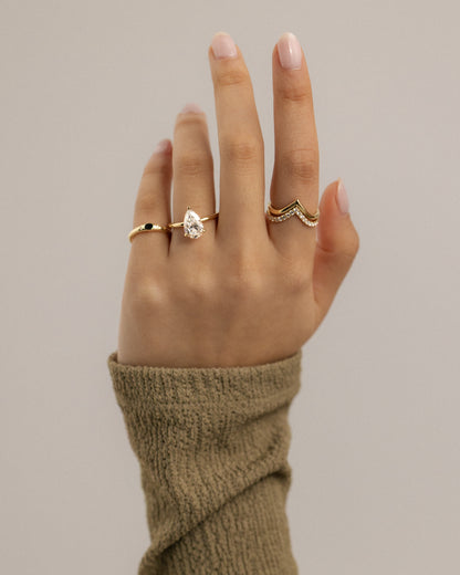 2.0 CT Pear Cut Solitaire Setting Lab Grown Diamond Engagement Ring