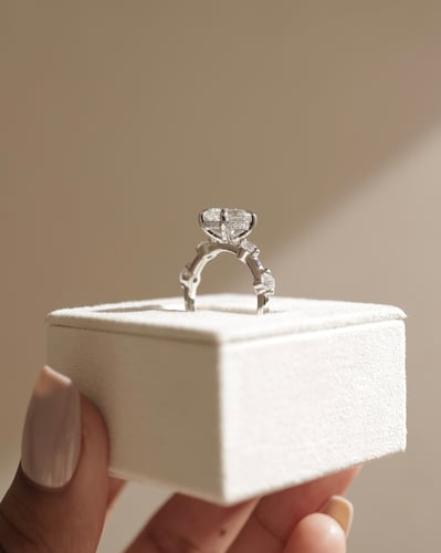 2 CT Oval Cut Pave Styled Dainty Lab Grown Diamond Engagement Ring