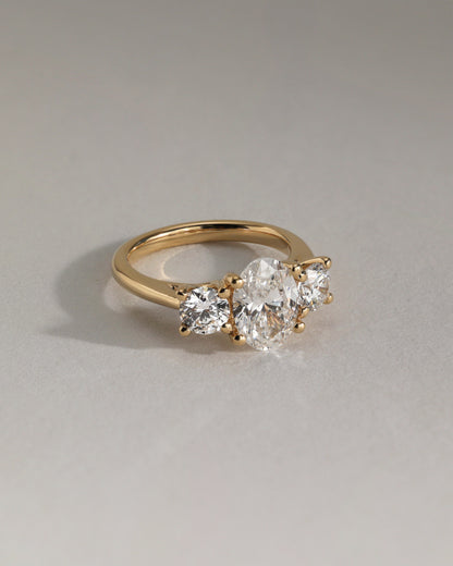 2 CT Oval Cut Three Stone Lab Grown Diamond Engagement Ring